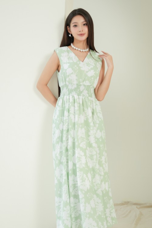 Sixdo G-Light Green Woven Flared Dress